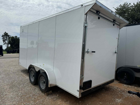 New 2025 Family Trailer 7x16 Tandem Axles Cargo / Enclosed Trailer-Screwless Exterior-Rear Spoiler