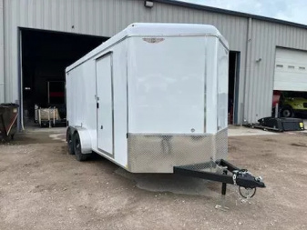 New 2025 H and H Trailer 7x16 HH Series Round Top V-Nose Enclosed Cargo Trailer  10K Tandem