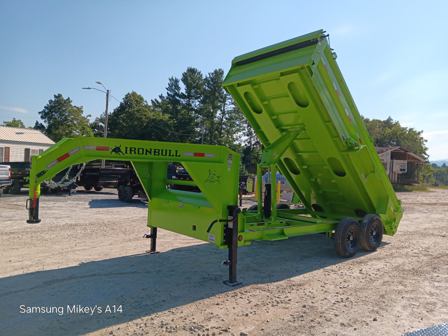 New 2026 Iron Bull Gooseneck Dump Trailer / DTG Series/ 83" Wide x 16' Long / 24" High Sides / Tarp / Ramps / Scissor Hoist / 2-7000# Electric Brake Axles / Neon Green