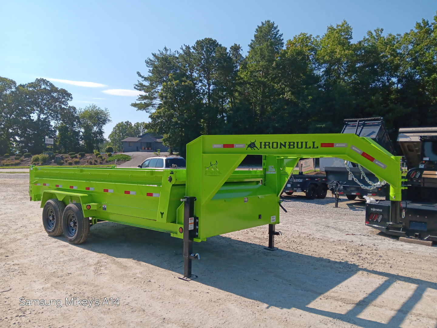 New 2026 Iron Bull Gooseneck Dump Trailer / DTG Series/ 83" Wide x 16' Long / 24" High Sides / Tarp / Ramps / Scissor Hoist / 2-7000# Electric Brake Axles / Neon Green