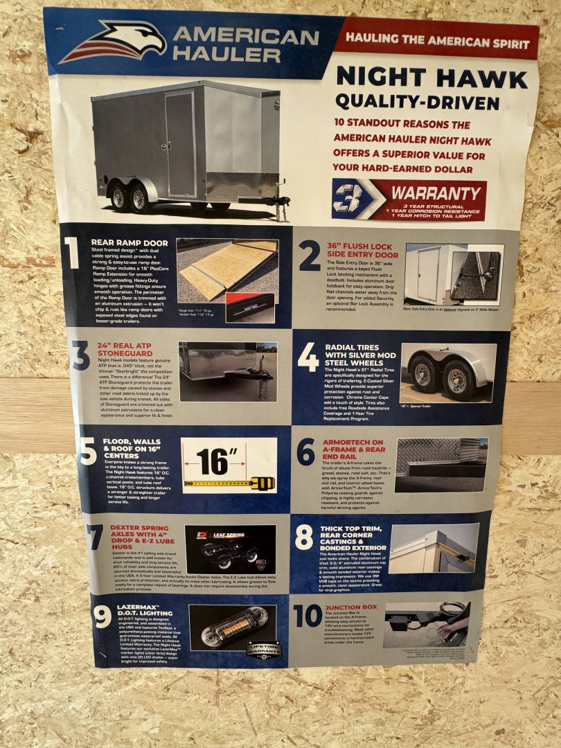 New 2026 American Hauler NH7X16 Cargo / Enclosed Trailer