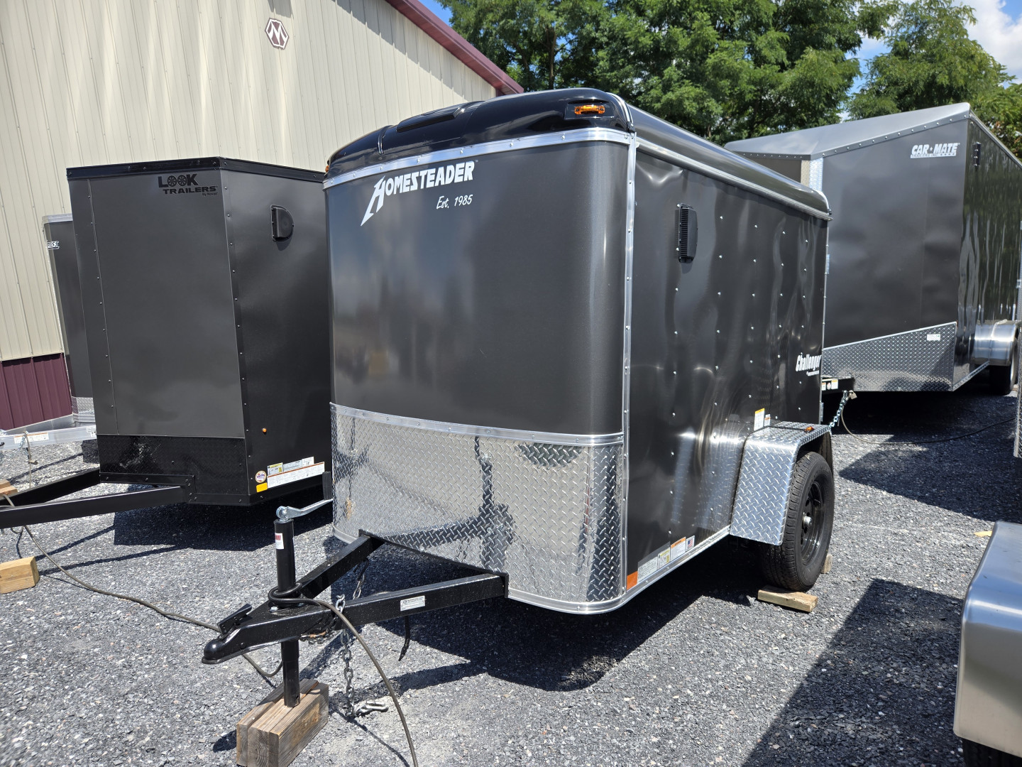 New 5 X 8 Homesteader Challenger Cargo, 3k GVWR **Charcoal w/Side Dr, Wall Vents, Int. Light