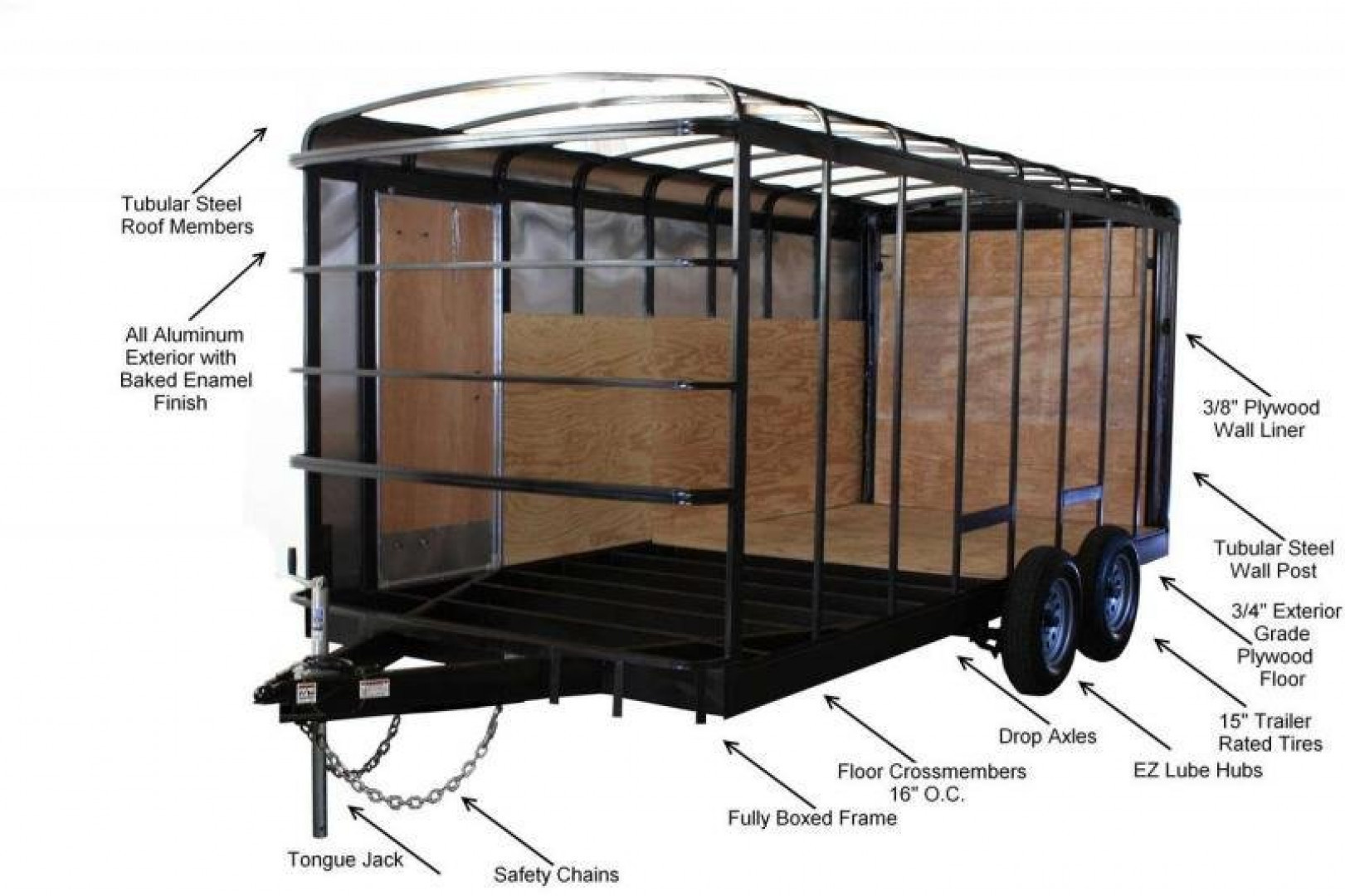 New 5 X 8 Homesteader Challenger Cargo, 3k GVWR **Charcoal w/Side Dr, Wall Vents, Int. Light