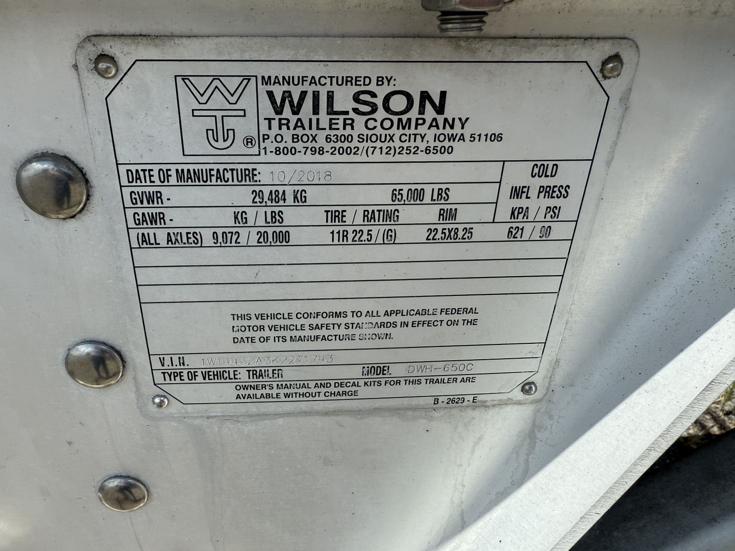 Used 2019 Wilson Trailer Commodity Hopper Trailer 42 x 102 x 78