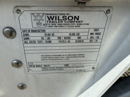 Used 2019 Wilson Trailer Commodity Hopper Trailer 42 x 102 x 78