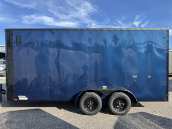 New 2026 Arising 7X16 TANDEM AXLE 7000 LB GVWR Cargo / Enclosed Trailer WITH BLACKOUT PACKAGE, 2-2 WAY ALUMINUM SIDE VENTS, REAR RAMP DOOR, FULL TUBULAR FRAME, 7FT INTERIOR HEIGHT