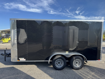 New 2026 Arising 7X14 TANDEM AXLE 7000 LB GVWR Cargo / Enclosed Trailer WITH 6'3  INTERIOR HEIGHT, BLACK .080 COMPOSITE EXTERIOR, REAR RAMP DOOR, ROOF VENT, FULL TUBE FRAME