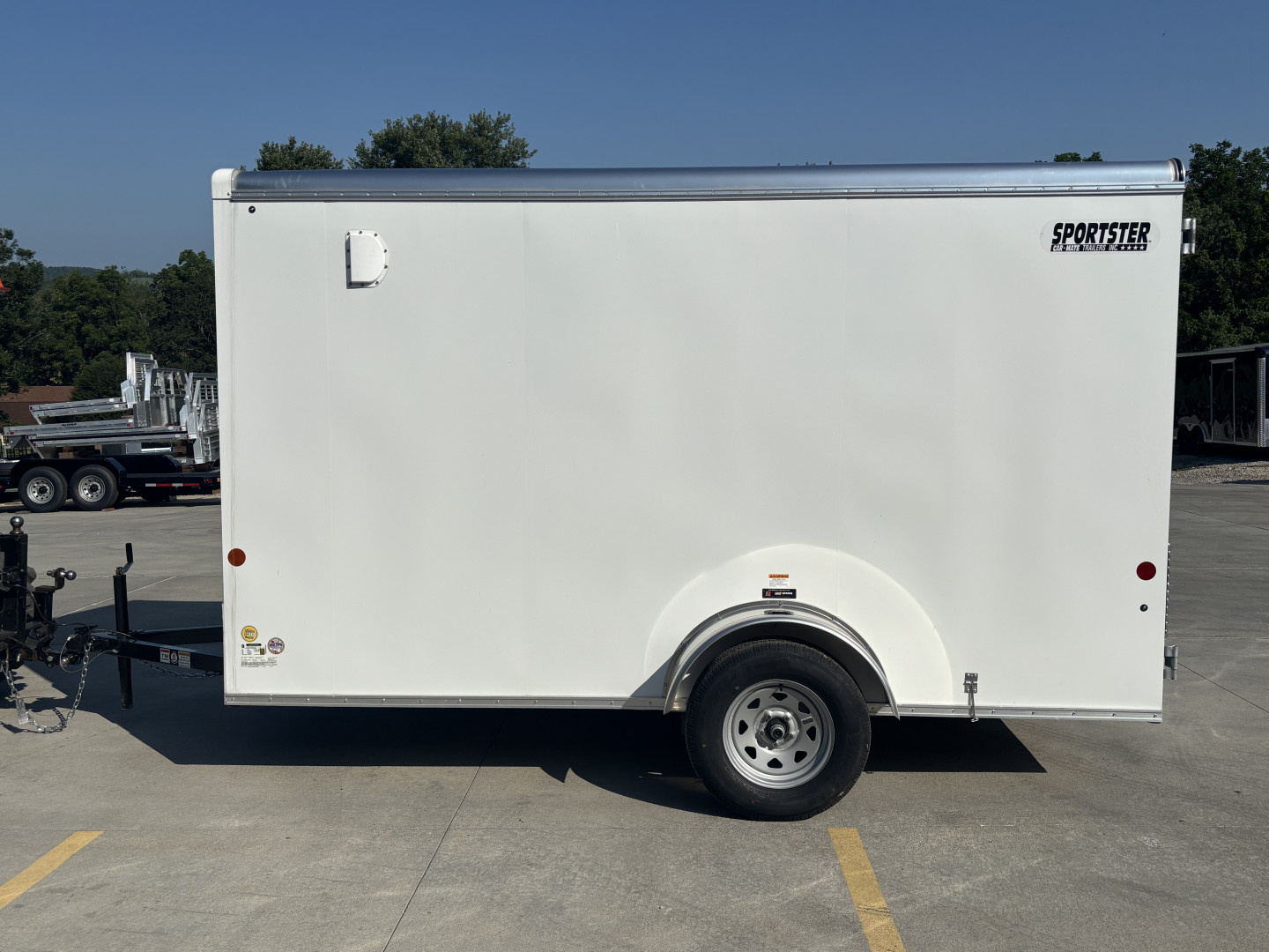 New 2025 Car Mate Trailers 612ECV (V-Nose) Enclosed Trailer - Crystal White w/ Ramp - 2990# GVWR