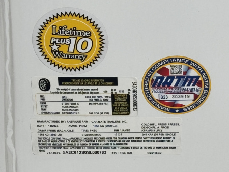 New 2025 Car Mate Trailers 612ECV (V-Nose) Enclosed Trailer - Crystal White w/ Ramp - 2990# GVWR