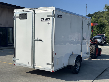 New 2025 Car Mate Trailers 612ECV (V-Nose) Enclosed Trailer - Crystal White w/ Ramp - 2990# GVWR