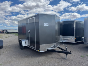 New 2026 Look Trailers 6X12 SA- ST DLX V-NOSE- Charcoal 6" Taller