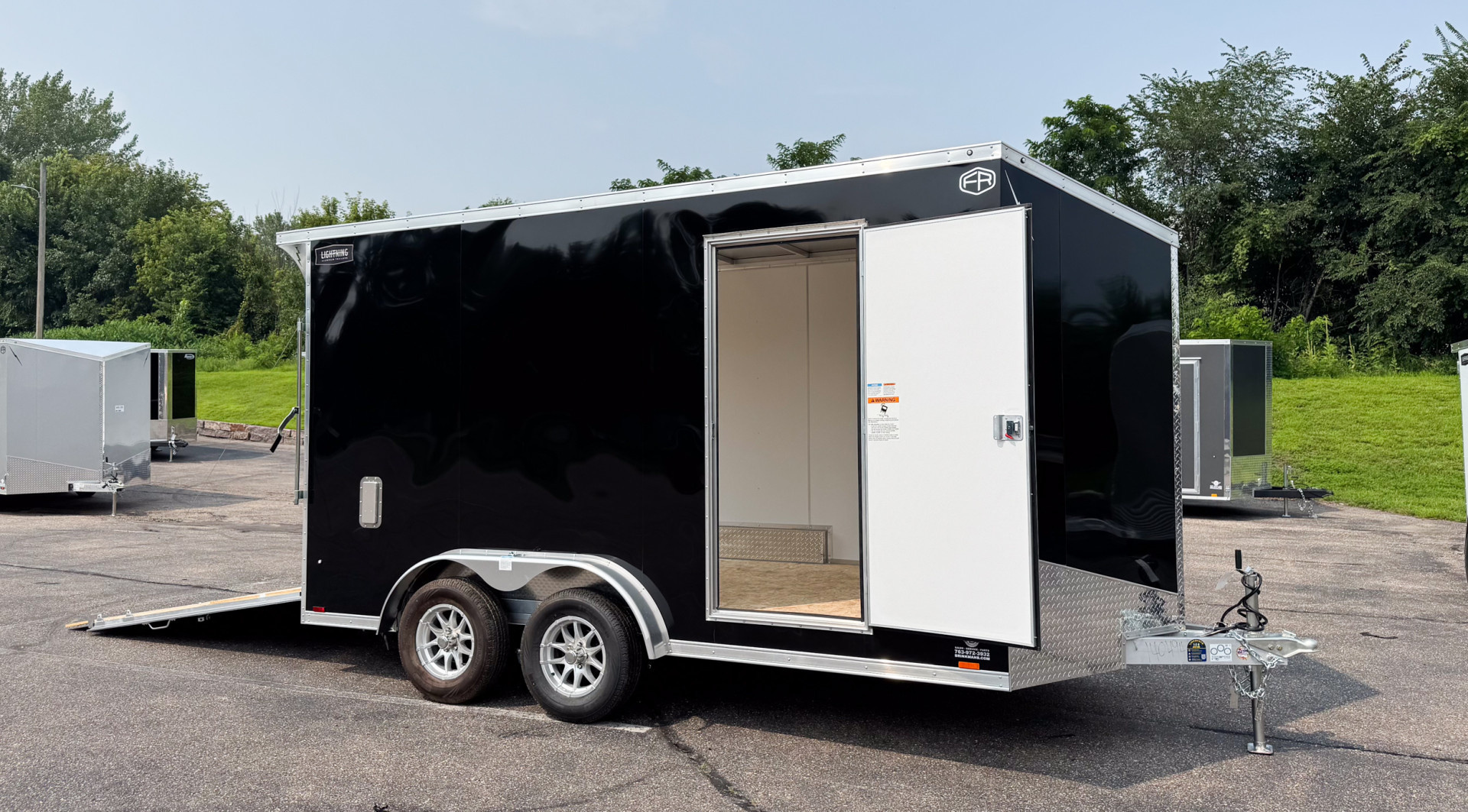 New Lightning 7.5x14 Aluminum Enclosed Trailer - Rear ramp door!