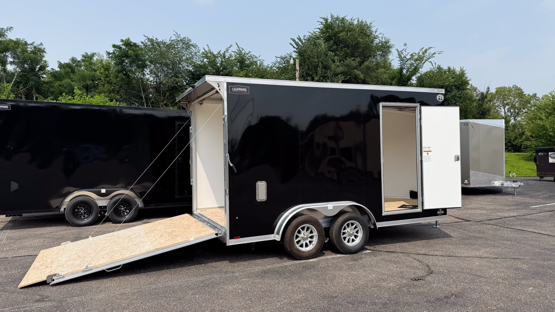 New Lightning 7.5x14 Aluminum Enclosed Trailer - Rear ramp door!