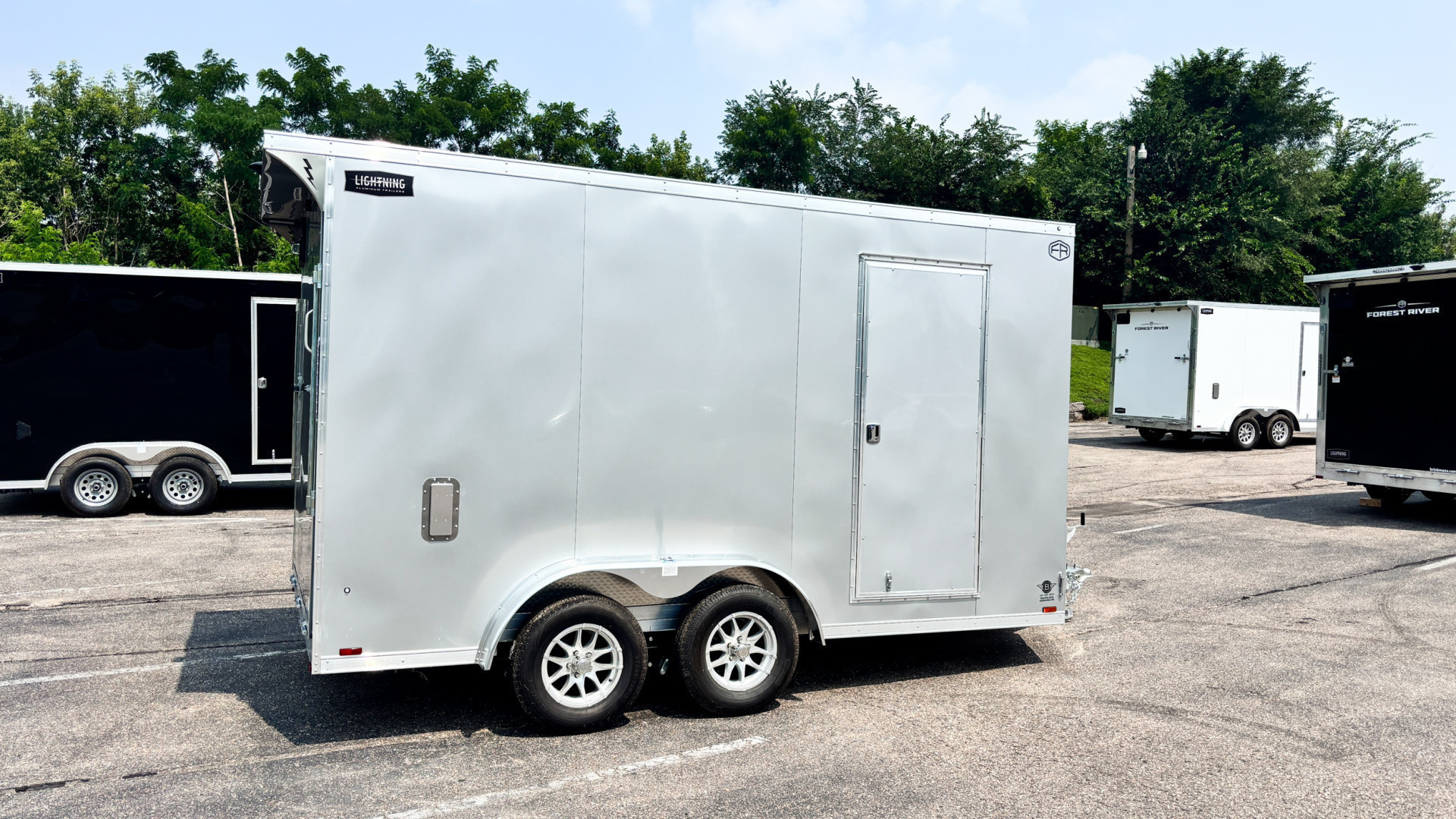 New Lightning 7.5x14 Aluminum Enclosed Trailer - Rear ramp door!