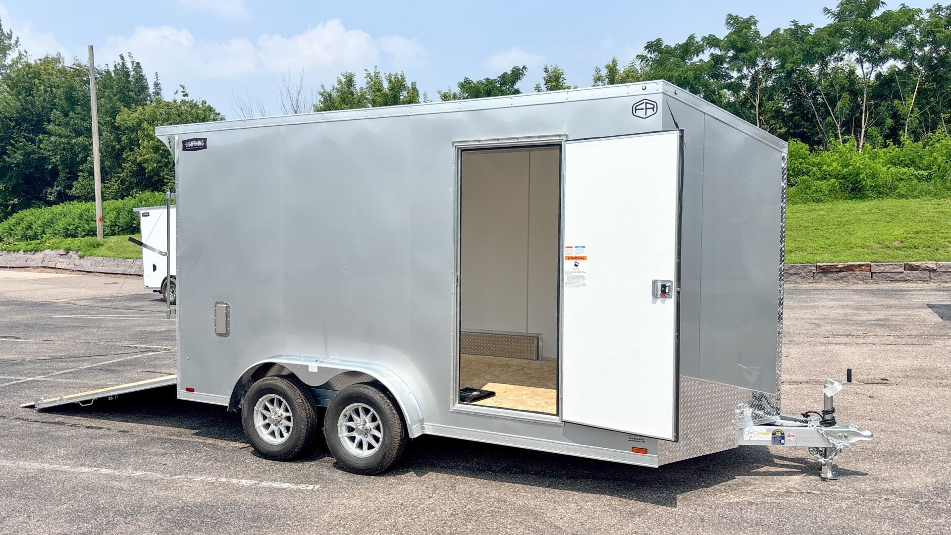 New Lightning 7.5x14 Aluminum Enclosed Trailer - Rear ramp door!