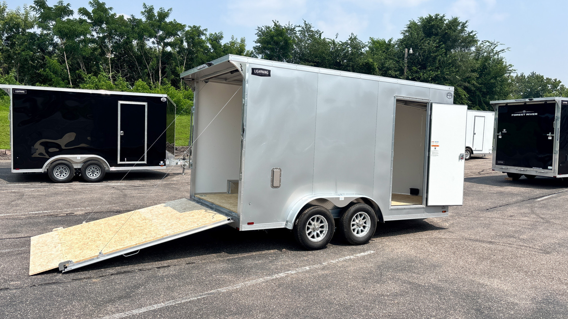 New Lightning 7.5x14 Aluminum Enclosed Trailer - Rear ramp door!
