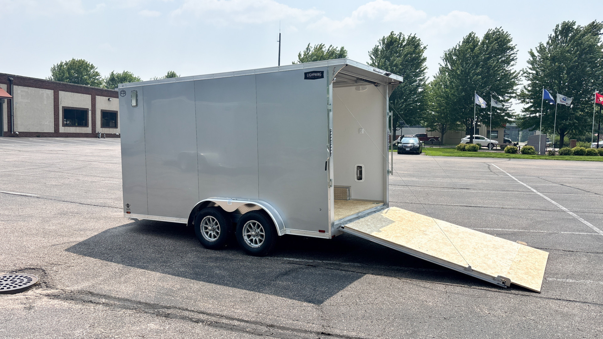 New Lightning 7.5x14 Aluminum Enclosed Trailer - Rear ramp door!