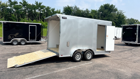New Lightning 7.5x14 Aluminum Enclosed Trailer - Rear ramp door!