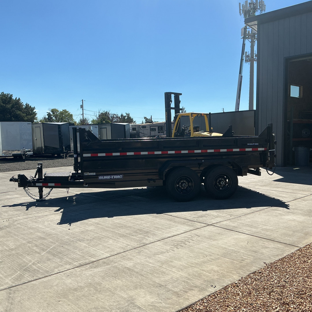 New 2025 Sure-Trac 7X14 14K Low Profile Dump Trailer Black