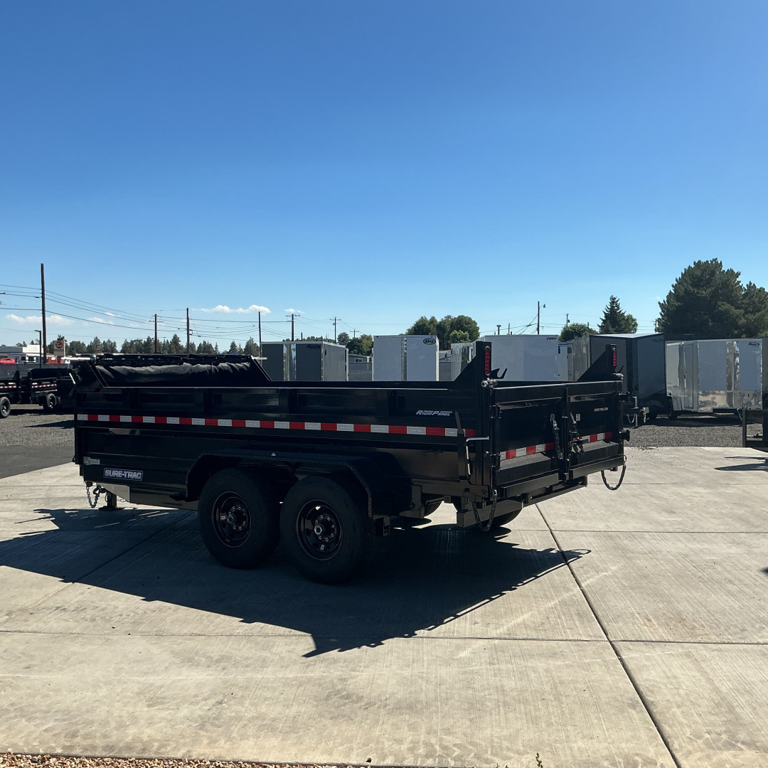 New 2025 Sure-Trac 7X14 14K Low Profile Dump Trailer Black