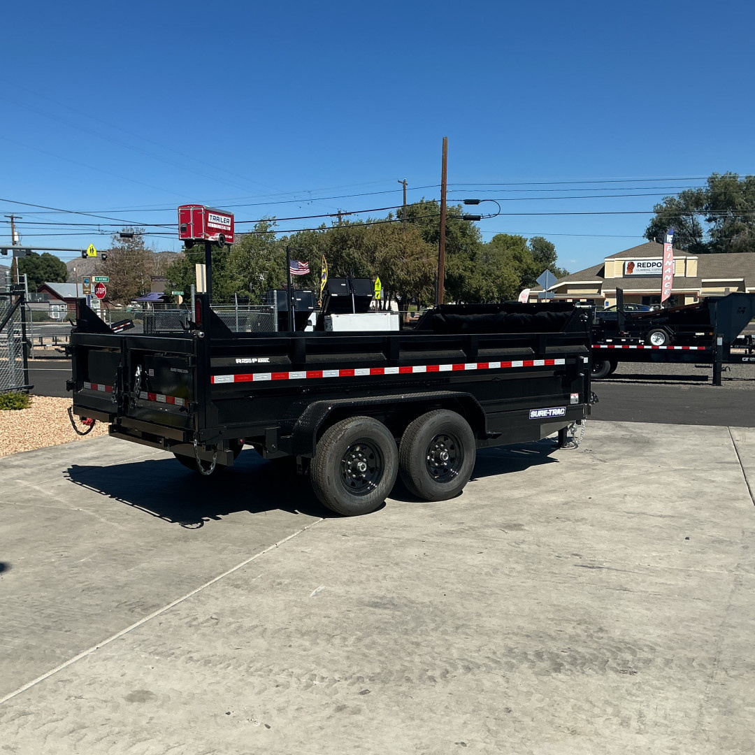 New 2025 Sure-Trac 7X14 14K Low Profile Dump Trailer Black