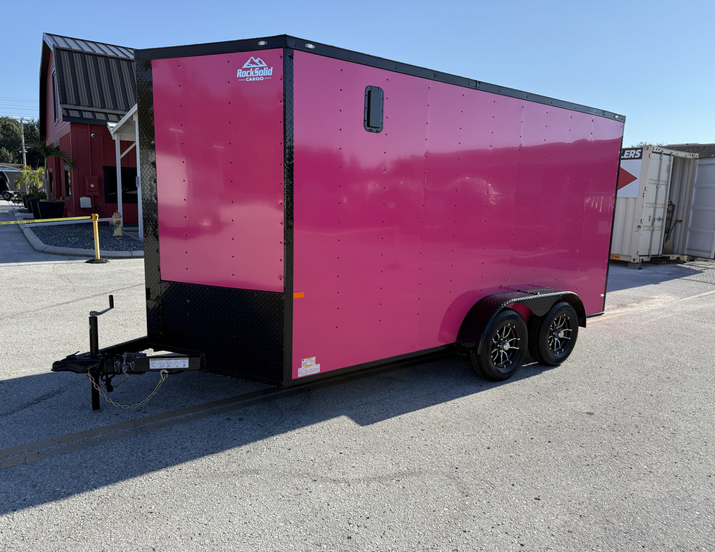 New 2026 Rock Solid Cargo 7x14 7K Pink Black Out Rear Ramp Door Cargo / Enclosed Trailer
