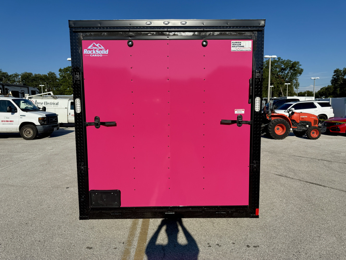 New 2026 Rock Solid Cargo 7x14 7K Pink Black Out Rear Ramp Door Cargo / Enclosed Trailer
