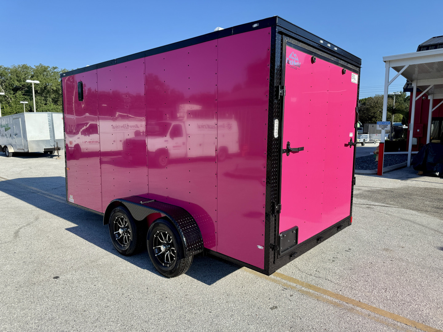 New 2026 Rock Solid Cargo 7x14 7K Pink Black Out Rear Ramp Door Cargo / Enclosed Trailer