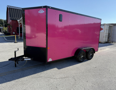 New 2026 Rock Solid Cargo 7x14 7K Pink Black Out Rear Ramp Door Cargo / Enclosed Trailer