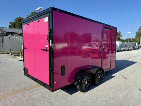 New 2026 Rock Solid Cargo 7x14 7K Pink Black Out Rear Ramp Door Cargo / Enclosed Trailer