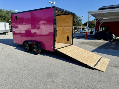New 2026 Rock Solid Cargo 7x14 7K Pink Black Out Rear Ramp Door Cargo / Enclosed Trailer