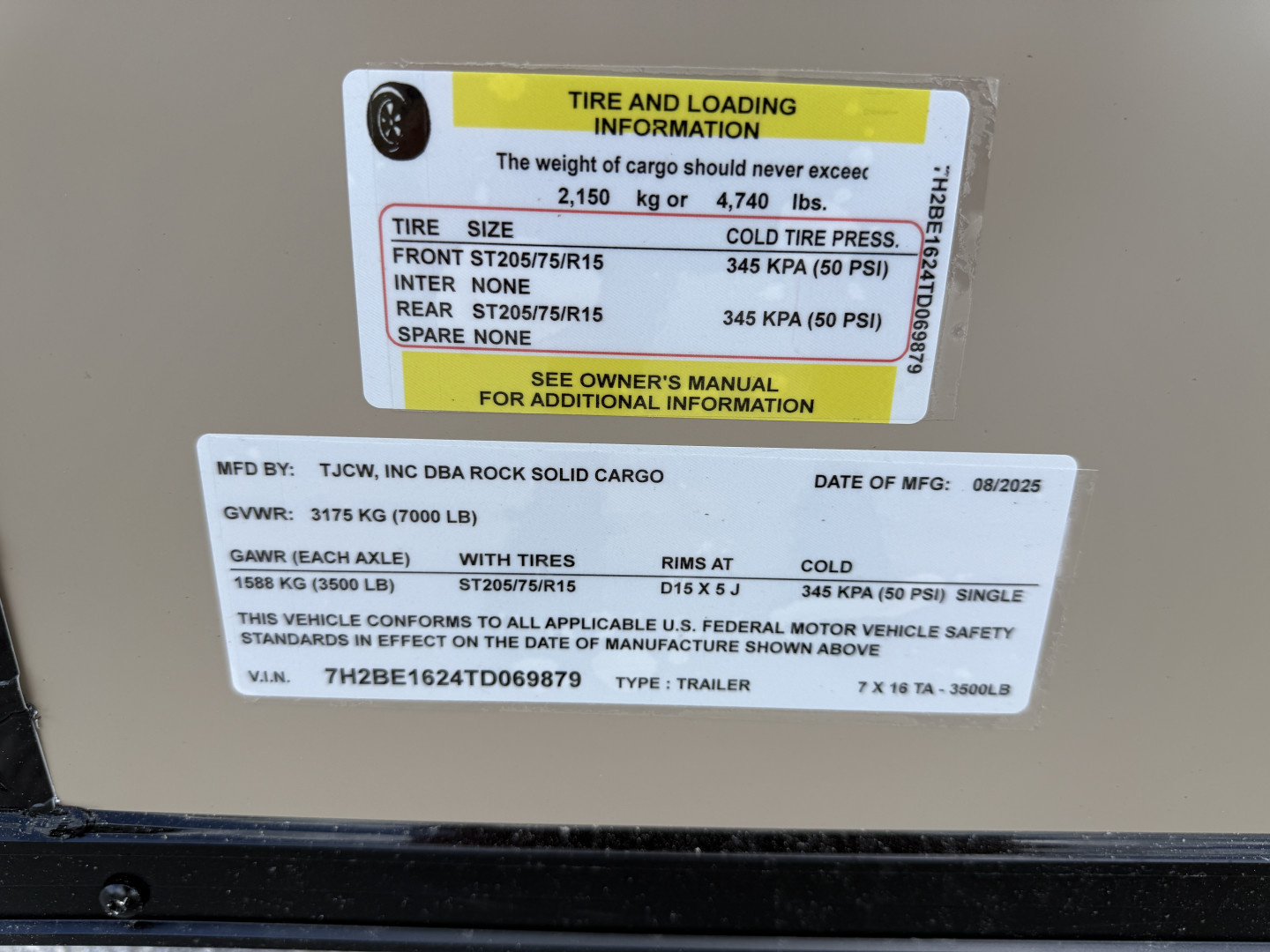 New 2026 Rock Solid Cargo 7x16 Sierra Tan 7K Rear Ramp Door Cargo / Enclosed Trailer