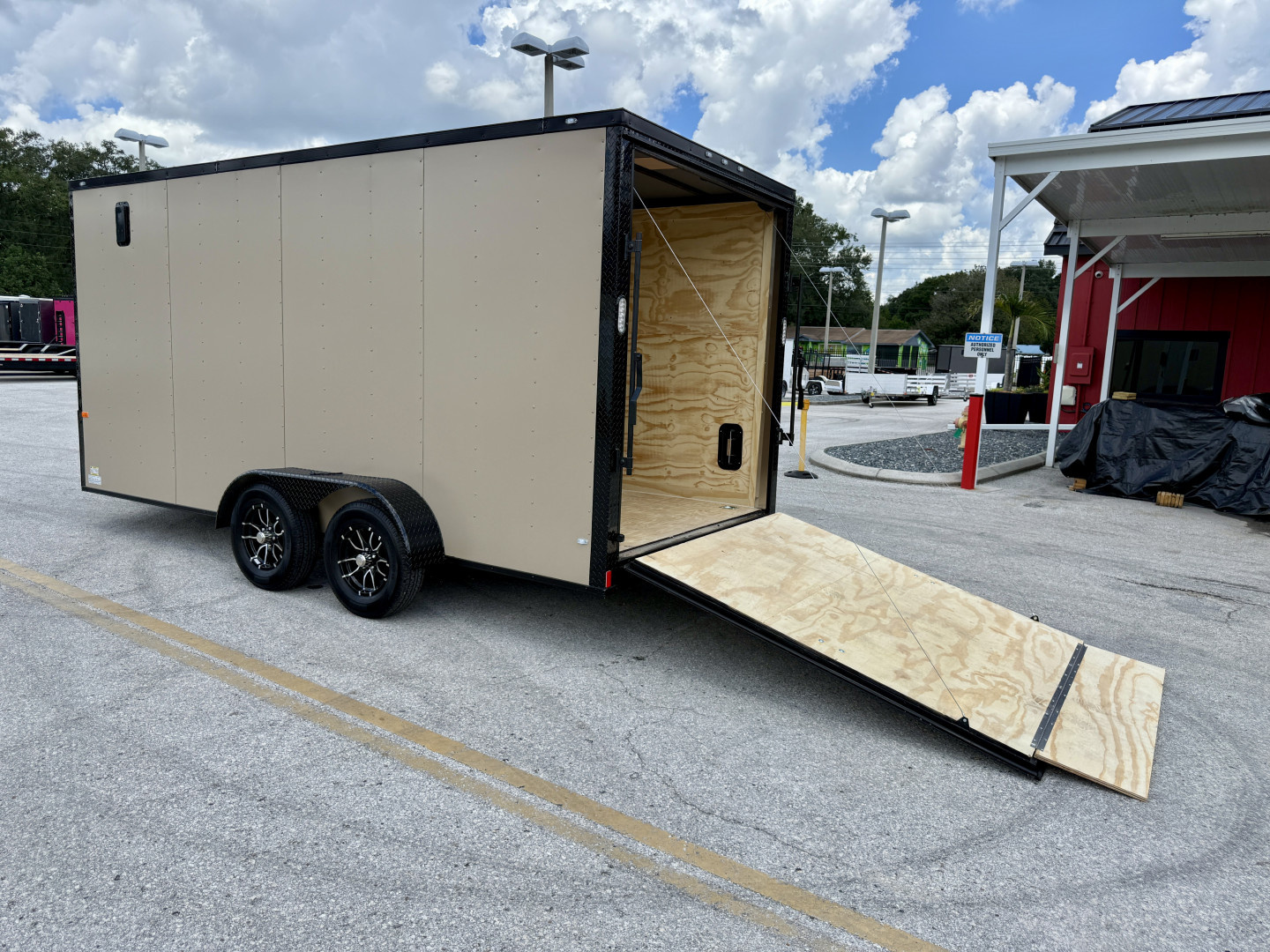 New 2026 Rock Solid Cargo 7x16 Sierra Tan 7K Rear Ramp Door Cargo / Enclosed Trailer