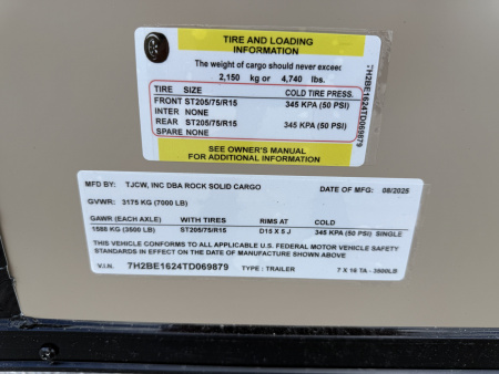 New 2026 Rock Solid Cargo 7x16 Sierra Tan 7K Rear Ramp Door Cargo / Enclosed Trailer