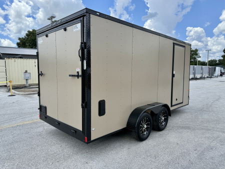 New 2026 Rock Solid Cargo 7x16 Sierra Tan 7K Rear Ramp Door Cargo / Enclosed Trailer