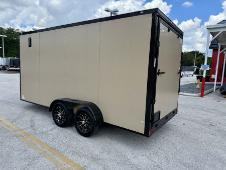 New 2026 Rock Solid Cargo 7x16 Sierra Tan 7K Rear Ramp Door Cargo / Enclosed Trailer
