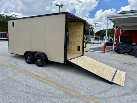 New 2026 Rock Solid Cargo 7x16 Sierra Tan 7K Rear Ramp Door Cargo / Enclosed Trailer