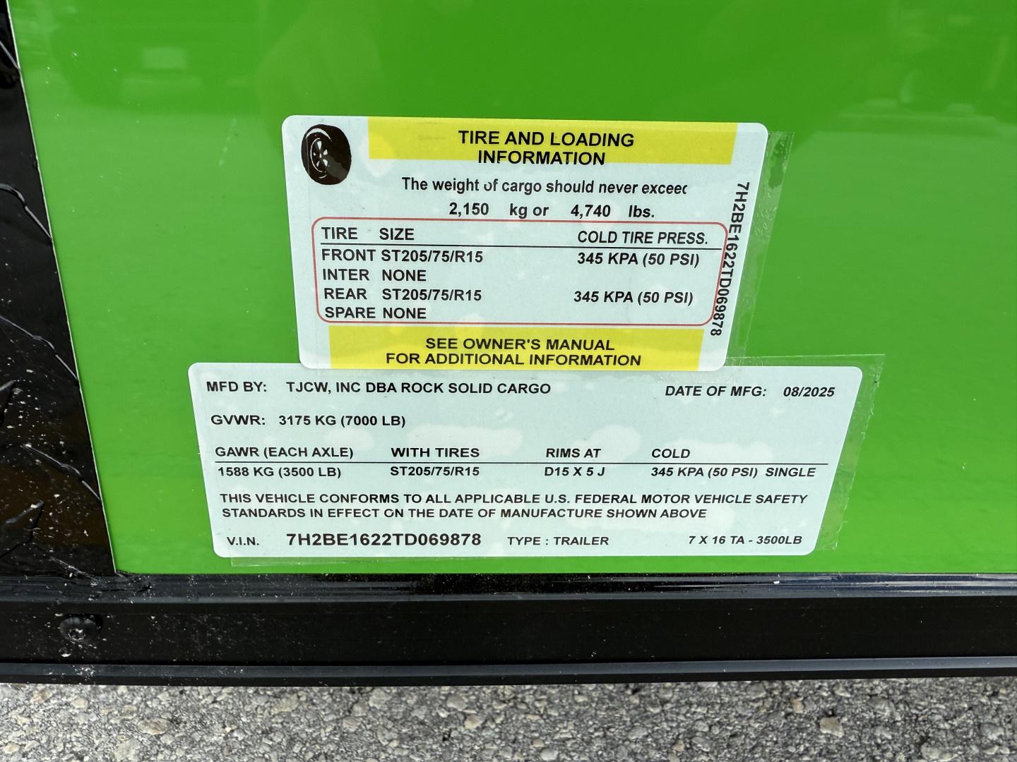 New 2026 Rock Solid Cargo 7x16 Lucky Green 7K Rear Ramp Door Cargo / Enclosed Trailer