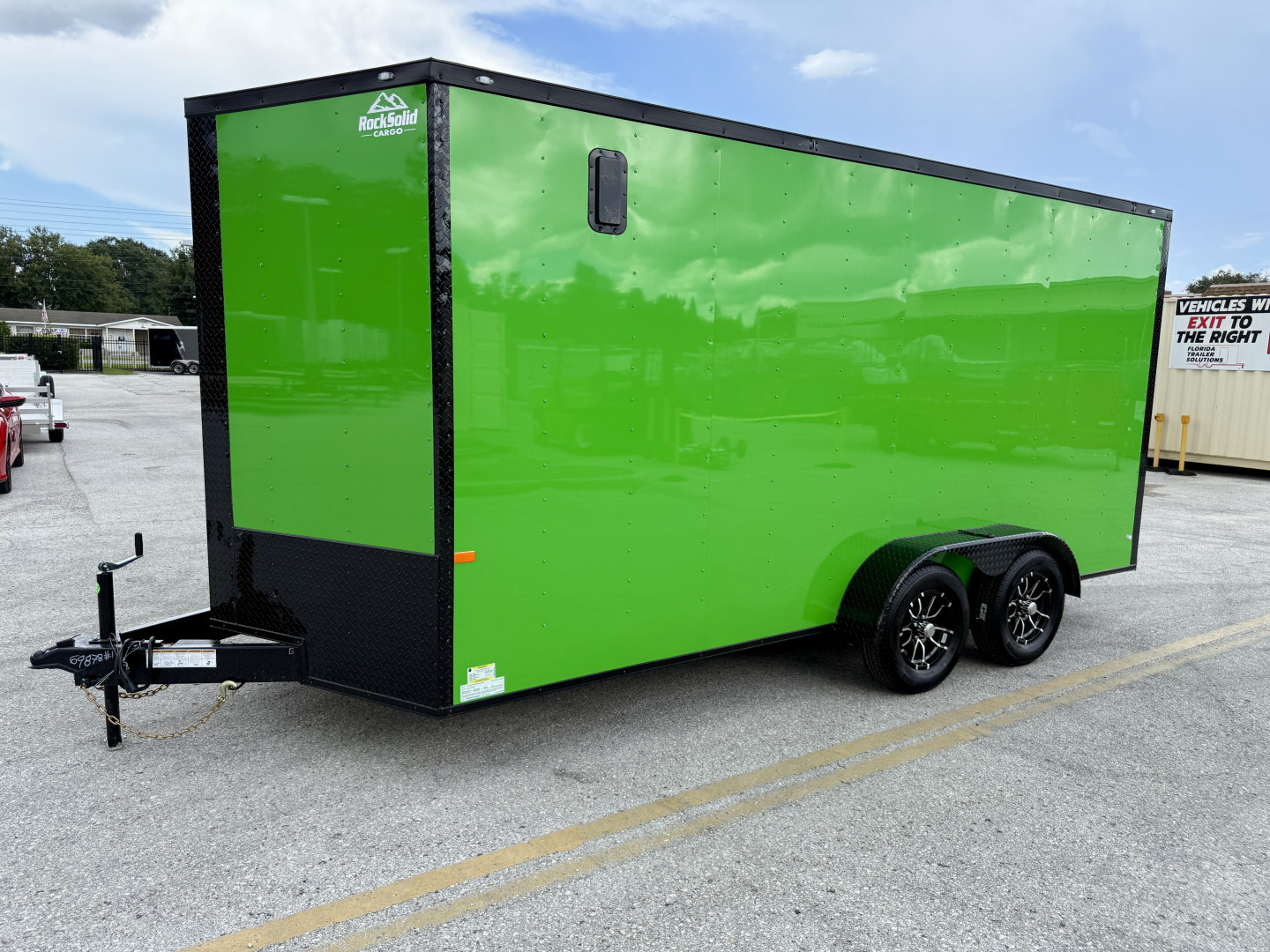 New 2026 Rock Solid Cargo 7x16 Lucky Green 7K Rear Ramp Door Cargo / Enclosed Trailer
