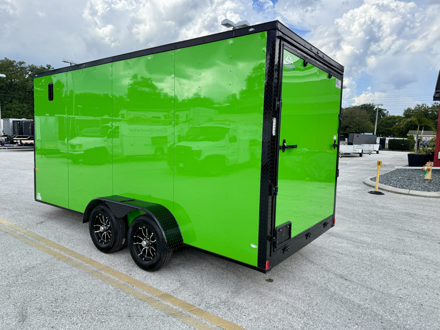 New 2026 Rock Solid Cargo 7x16 Lucky Green 7K Rear Ramp Door Cargo / Enclosed Trailer