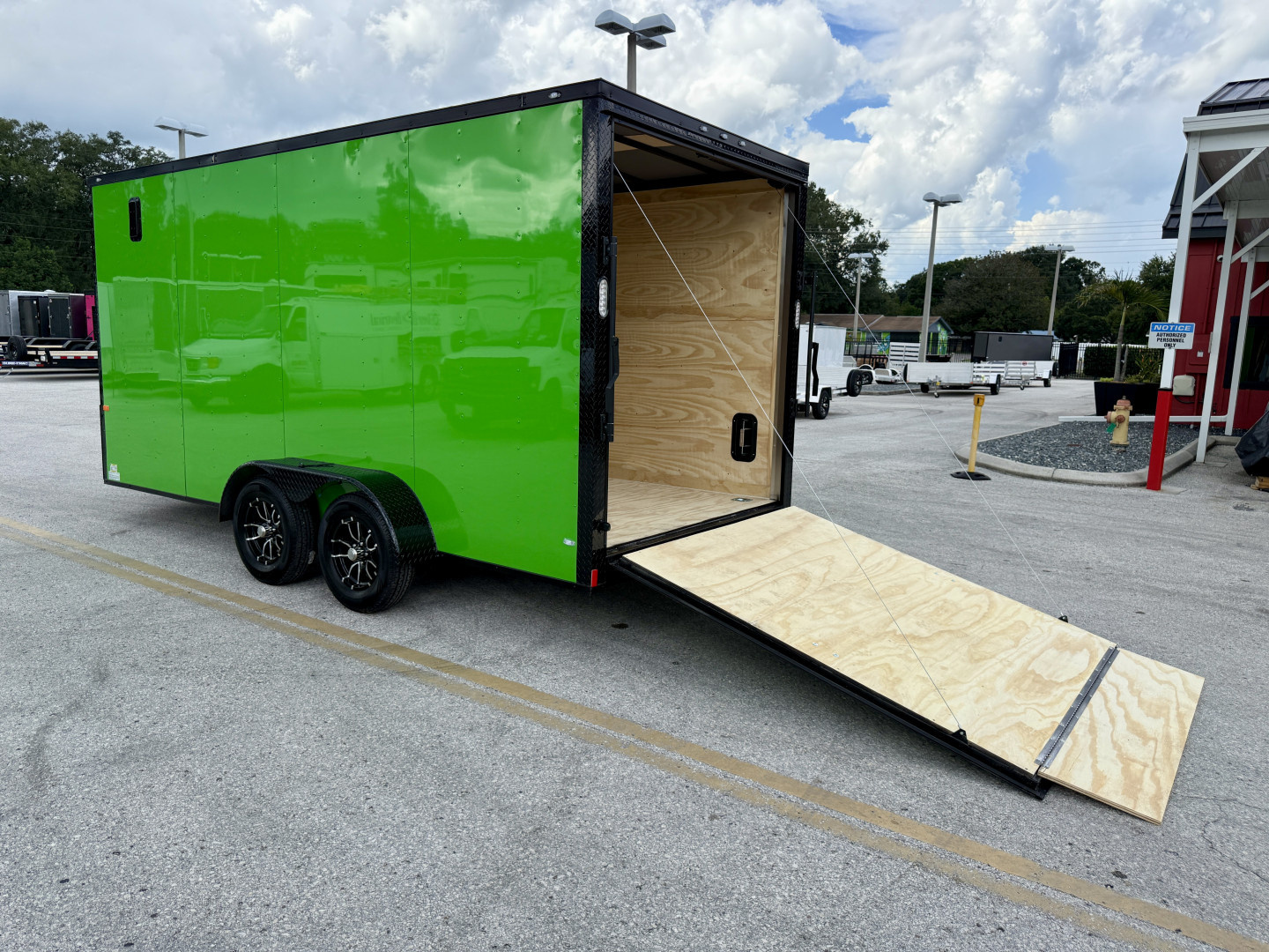 New 2026 Rock Solid Cargo 7x16 Lucky Green 7K Rear Ramp Door Cargo / Enclosed Trailer