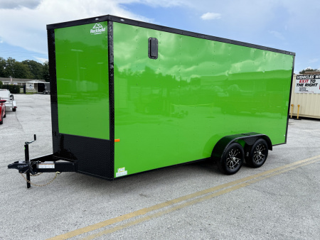 New 2026 Rock Solid Cargo 7x16 Lucky Green 7K Rear Ramp Door Cargo / Enclosed Trailer