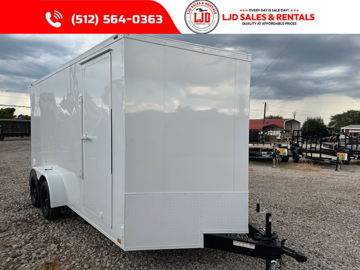 New 2025 Stallion 7'x16'x7' Enclosed Cargo Trailer - White Out Pkg