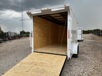 New 2025 Stallion 7'x16'x7' Enclosed Cargo Trailer - White Out Pkg