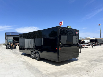 New NEW 2026 AERO 8.5x24 +2’V TALL 7’ .080 POLYCORE exterior BLACKOUT  EDITION - QUALITY Enclosed Rear Ramp Car Hauler Cargo Trailer