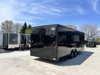 New NEW 2026 AERO 8.5x24 +2’V TALL 7’ .080 POLYCORE exterior BLACKOUT  EDITION - QUALITY Enclosed Rear Ramp Car Hauler Cargo Trailer