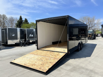 New NEW 2026 AERO 8.5x24 +2’V TALL 7’ .080 POLYCORE exterior BLACKOUT  EDITION - QUALITY Enclosed Rear Ramp Car Hauler Cargo Trailer