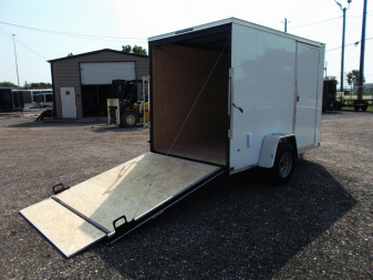 New 2025 COVERED WAGON TRAILERS 6x10 SA Cargo Trailer / Enclosed Trailer / Extra Wide Ramp / 6'6  Interior / RV Side Door / LEDs / .030 White Semi-Screwless Exterior