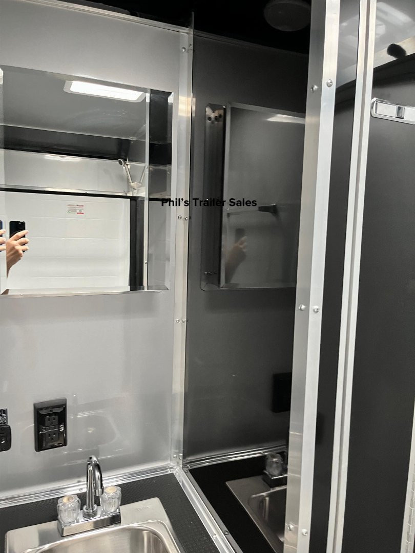 New CONTINENTAL CARGO 52' LIVING QUARTERS Car / Racing Trailer BATHROOM PACKAGE, DUAL MINI SPLIT & GENERATOR