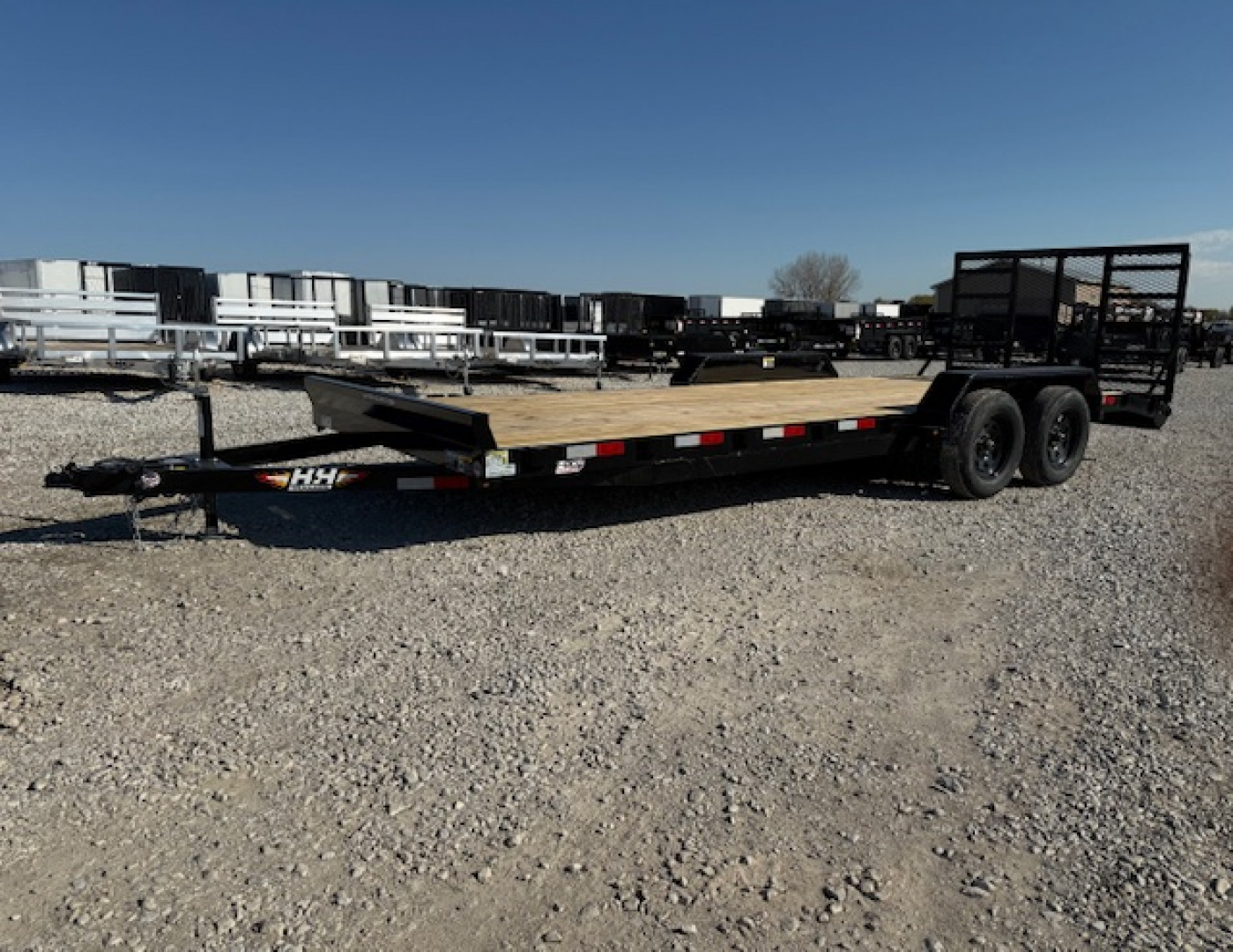 New 2026 H&H Black 82"x20' (18'+2') 7k Car Hauler Trailer
